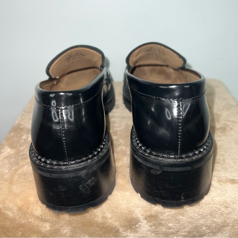 & Other Stories Black Patent Leather Chunky Lug Sole Penny Loafers Size 9 - Picture 4 of 9